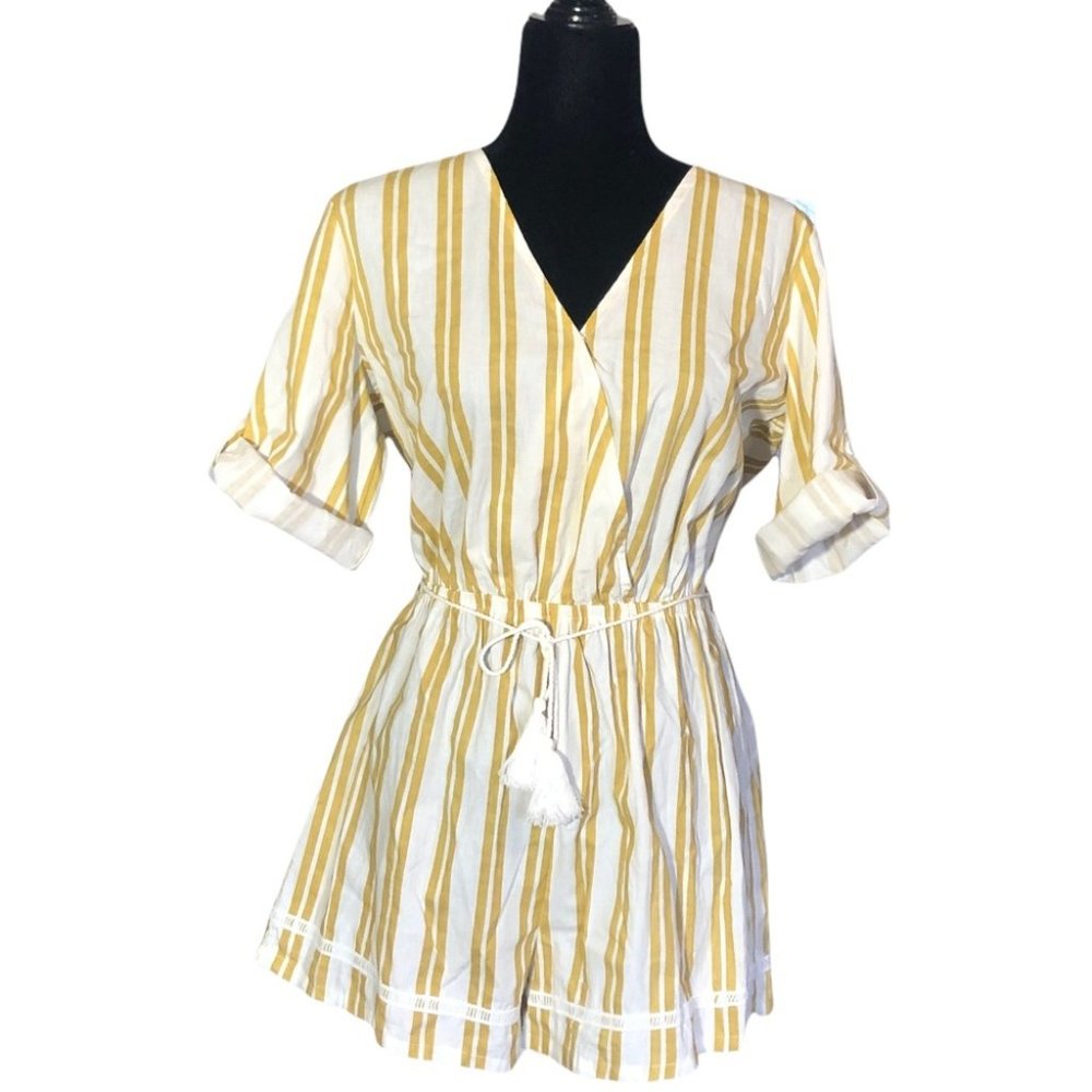 Lost in Lunar Pina Colada Romper Yellow Stripe